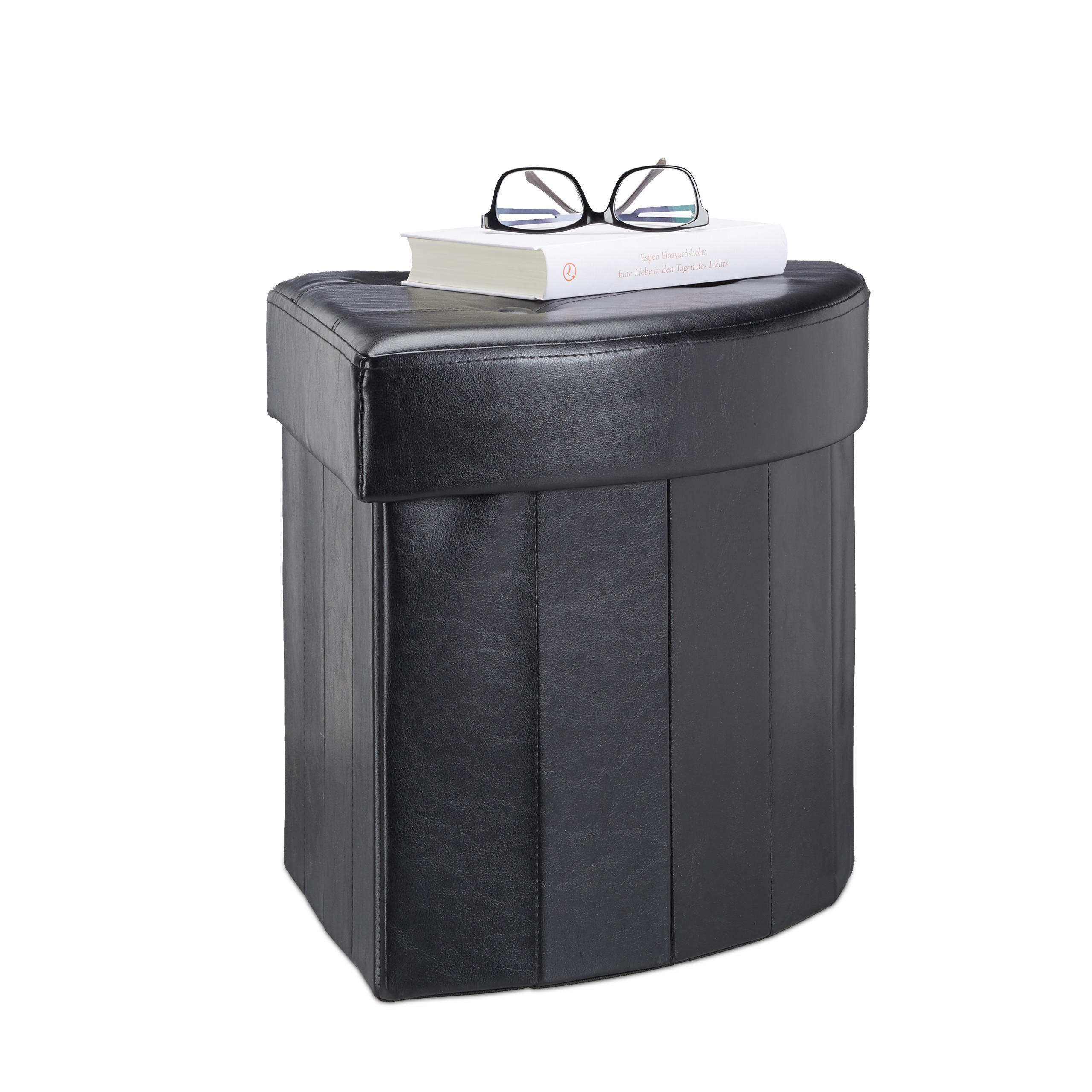 PUF Negru piele ecologică cu depozitare