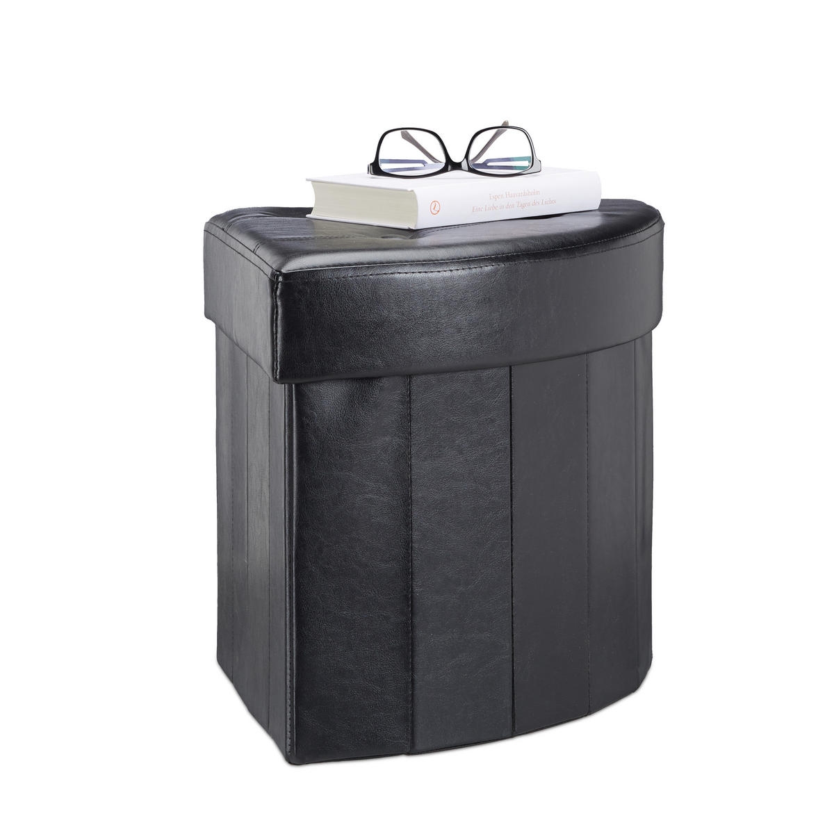 HOCKER - Schwarz, Holzwerkstoff/Kunststoff (38/38/38cm) - Relaxdays