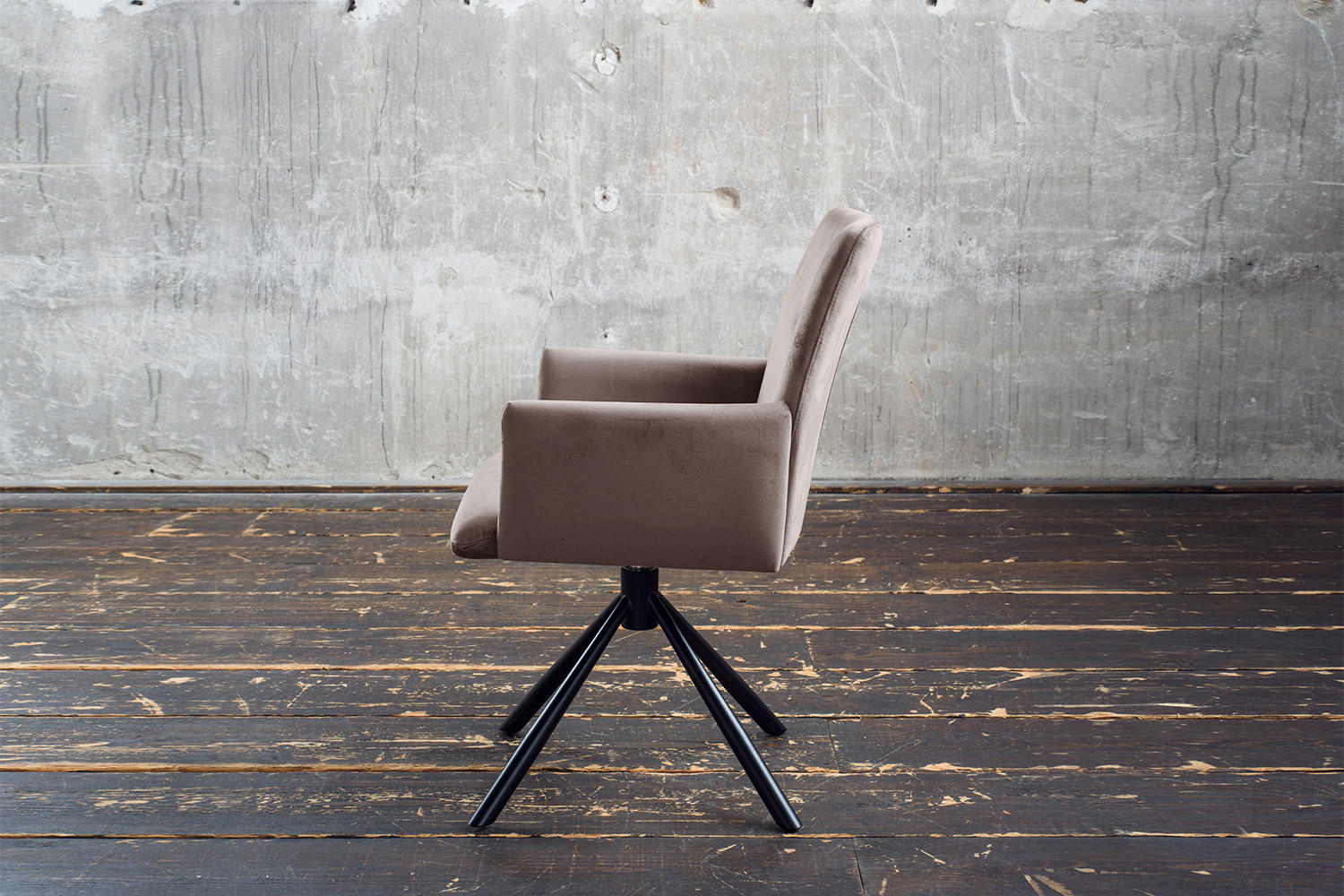 ESSZIMMERSTUHL KYRA Taupe Velvet - Taupe/Schwarz, Kunststoff/Textil (64/88/61cm) - KAWOLA