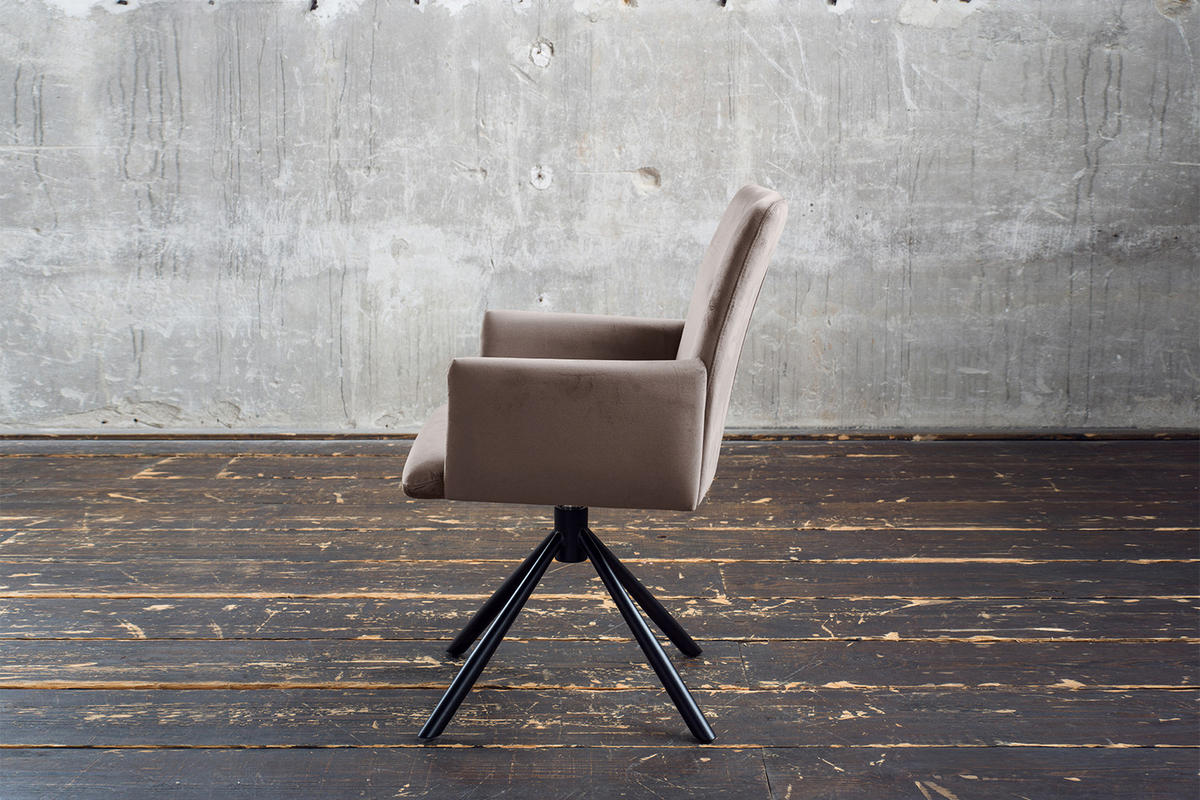 ESSZIMMERSTUHL KYRA Taupe Velvet - Taupe/Schwarz, Kunststoff/Textil (64/88/61cm) - KAWOLA