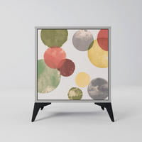 SIDEBOARD FLEETING HAPPINESS, Grau, 57,5x42x70,5 cm, Schwarze Metall-Sternfüße - Multicolor/Schwarz, Holzwerkstoff/Metall (57.5/70.5/42cm) - SpaceRebels