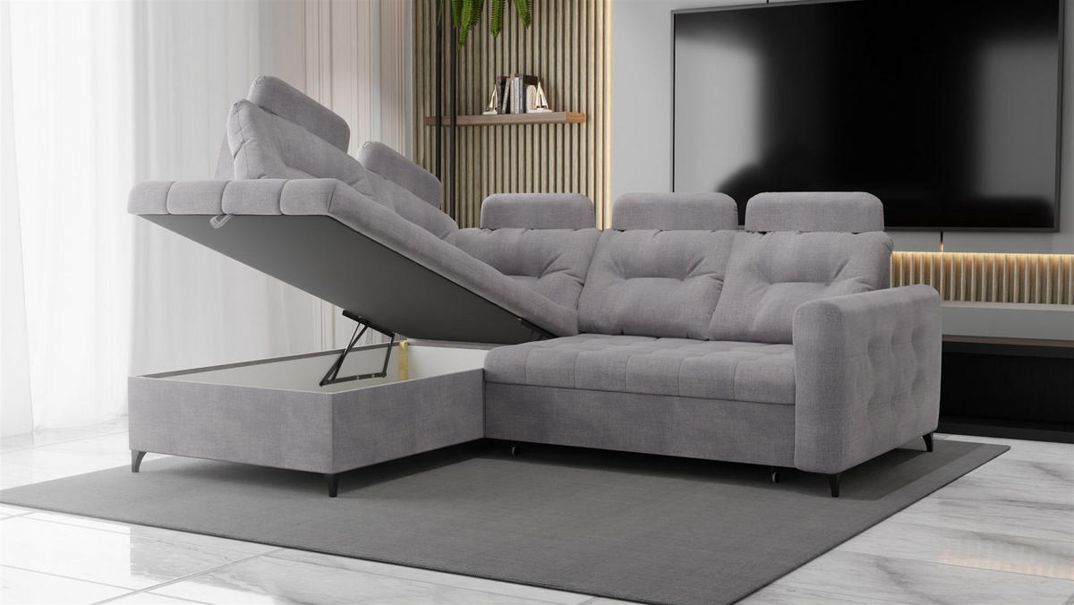 ECKSOFA Wendie - Dunkelblau, Holzwerkstoff/Textil (200/250cm) - Fun Möbel