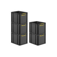 EUROBOX 5x NextGen Color 32x30x40 cm 30 Liter Griffe gelb zu, Schwarz - Gelb/Schwarz, Kunststoff (30/32/40cm) - PROREGAL