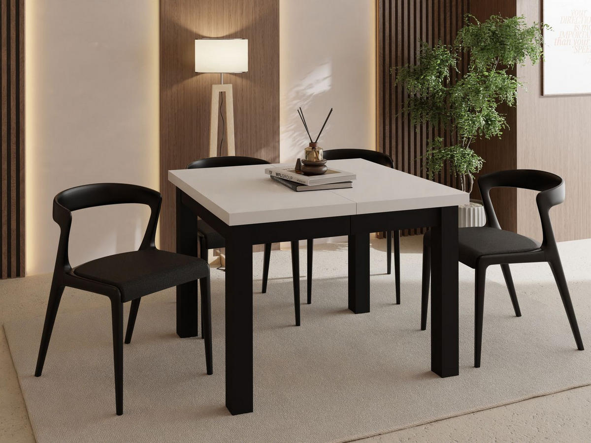 ESSTISCH Toren ausziehbar verlängerbar quadratisch, Kaschmir 100-200/100/76.5 cm - Kaschmir/Schwarz, Holz/Holzwerkstoff (100/100/77cm) - WFL GROUP