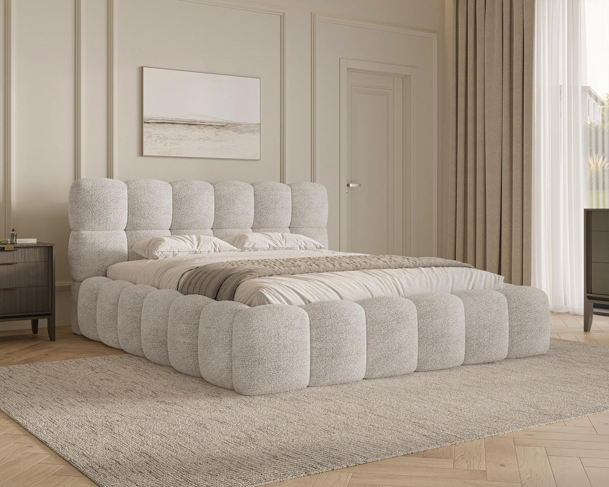 POLSTERBETT 19 - 140x200 cm – Arena – Bett mit Federmechanismus und Stauraum - Silberfarben, Holz (140/200cm) - ROYAL24_MARKT