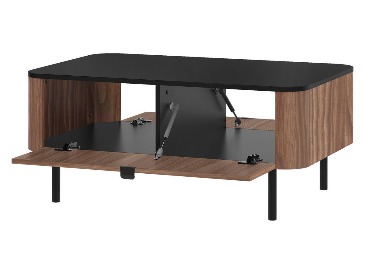 COUCHTISCH Pero 05 - Nussbaumfarben/Schwarz, Holzwerkstoff/Metall (68/104/46cm) - MIRJAN24