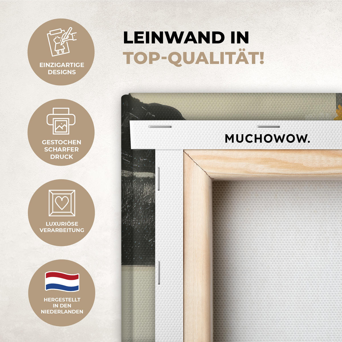 LEINWANDBILD Frau - Katze - Blumen - Tasse - Retro Deko Wohnzimmer 20x20 cm - Magenta, Textil (20/20cm) - MuchoWow