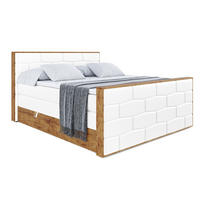 BOXSPRINGBETT mit Matratze H3|H4 und Lattenrost - LOLLI8-Z KING-120x200 - Weiß Kunstleder - Weiß, Holzwerkstoff (120/200cm) - ALTDECOR