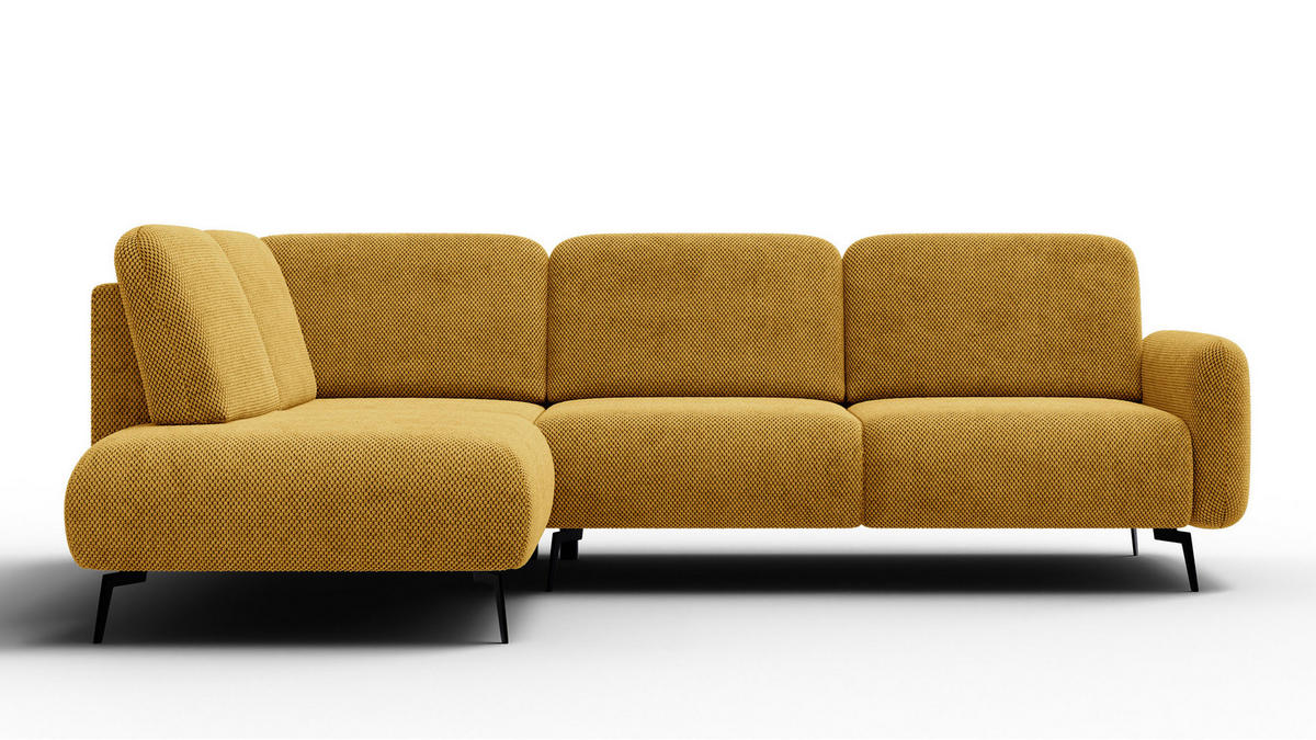 ECKSOFA FEBE 5-Sitzer links, dunkelgelb - Gelb/Schwarz, Holz/Textil (271/190cm) - Courtois Laville