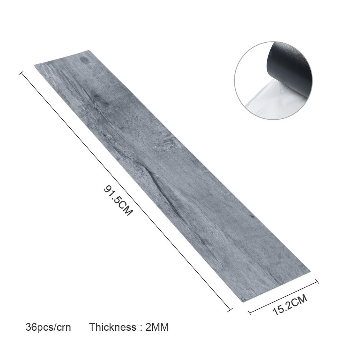 VINYLBODEN 5m²/36-TLG. selbstklebend PVC - Dunkelgrau, Kunststoff (0.2/91.5/15.2cm) - Livingandhome