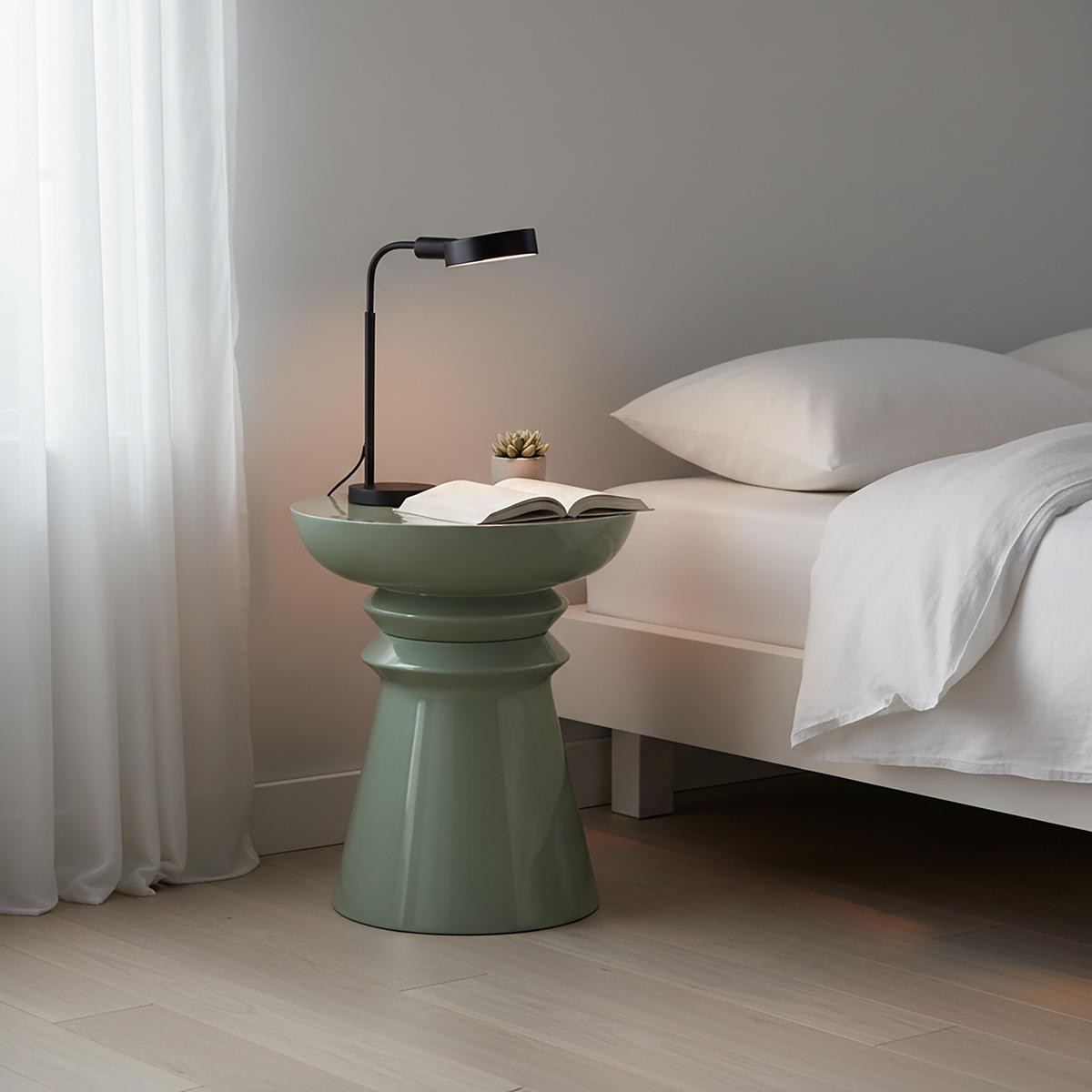 STRANSKI tabel - zelena, kovina (38/38/45cm) - Relaxdays