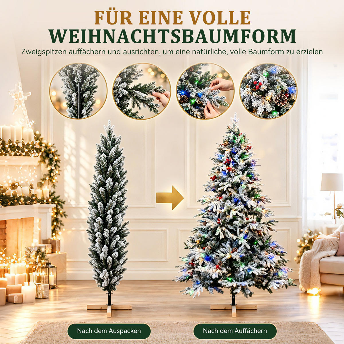 WEIHNACHTSBAUM 150 cm – LED-Dekobaum für Zuhause, Garten, Gewerbe & Feiern - Grün, Kunststoff (150cm)