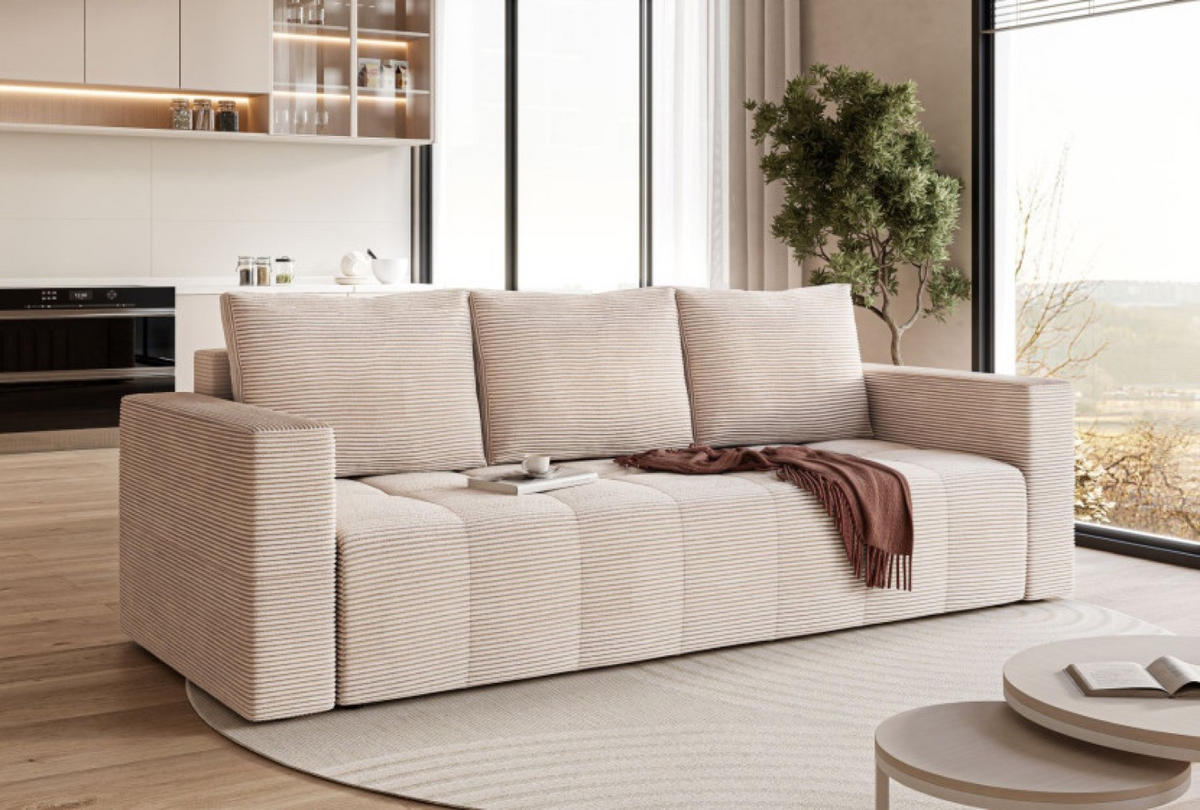 SOFA Beige LAG Mit Schlaffunktion - Beige, Textil (233/90/94cm) - Sepro Meble