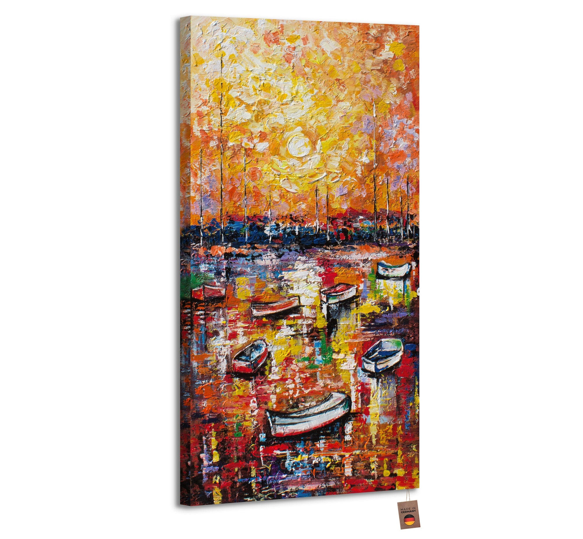 GEMÄLDE Hafen auf Keilrahmen 120x60 cm - Orange, Holz (120/60cm) - YS-art gallery