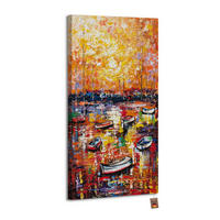 GEMÄLDE Hafen auf Keilrahmen 120x60 cm - Orange, Holz (120/60cm) - YS-art gallery