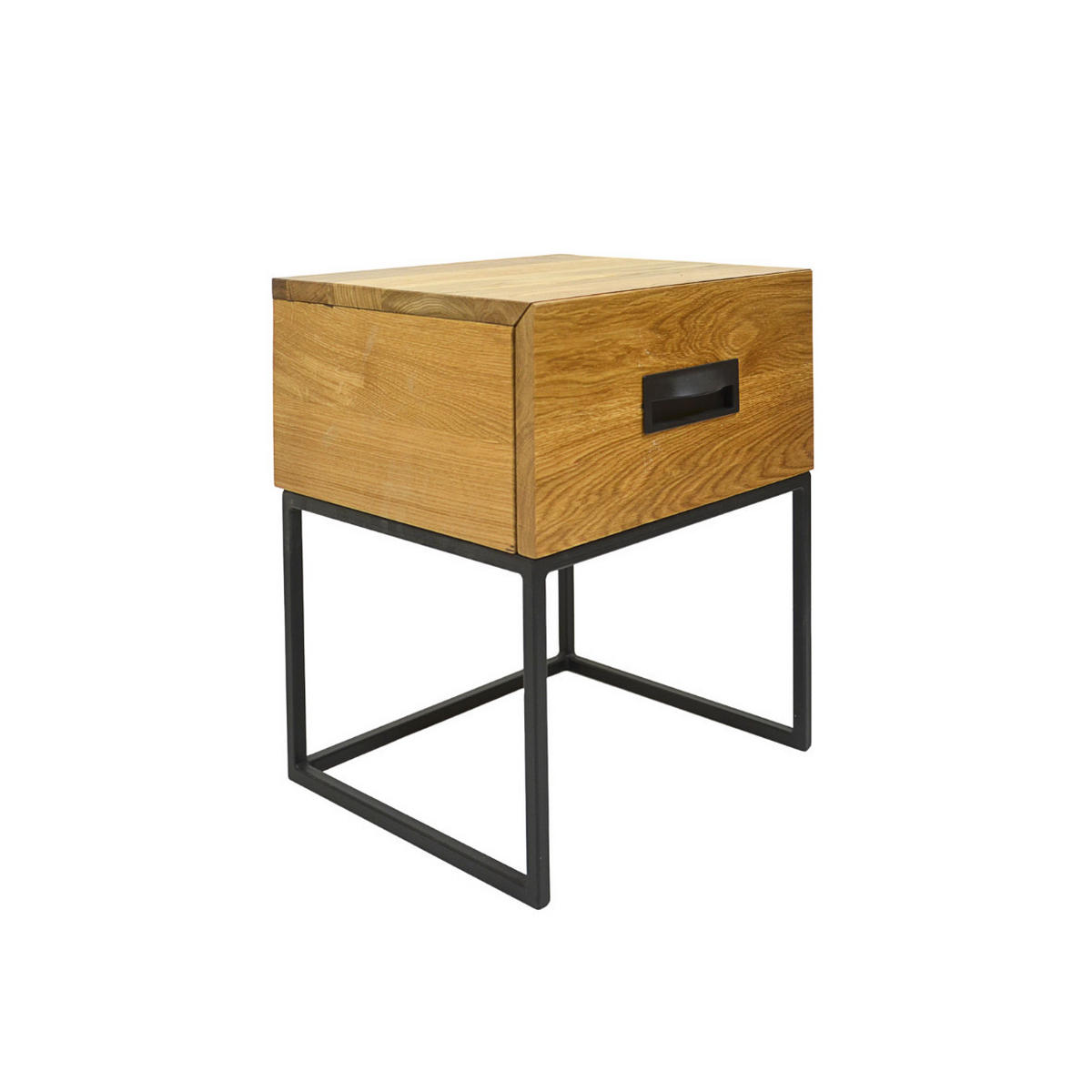 EICHEN-NACHTTISCH im Loft-Stil mit einer Schublade für das Schlafzimmer WALT II - Eichefarben, Holz (40/48/35cm) - Rawood Furniture