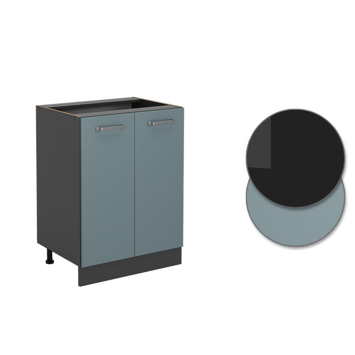 KÜCHENUNTERSCHRANK KÜCHENSCHRANK R-Line Blau-Grau 60 cm ohne AP - Anthrazit/Blaugrau, Holzwerkstoff (60/81.6/46cm) - Vicco