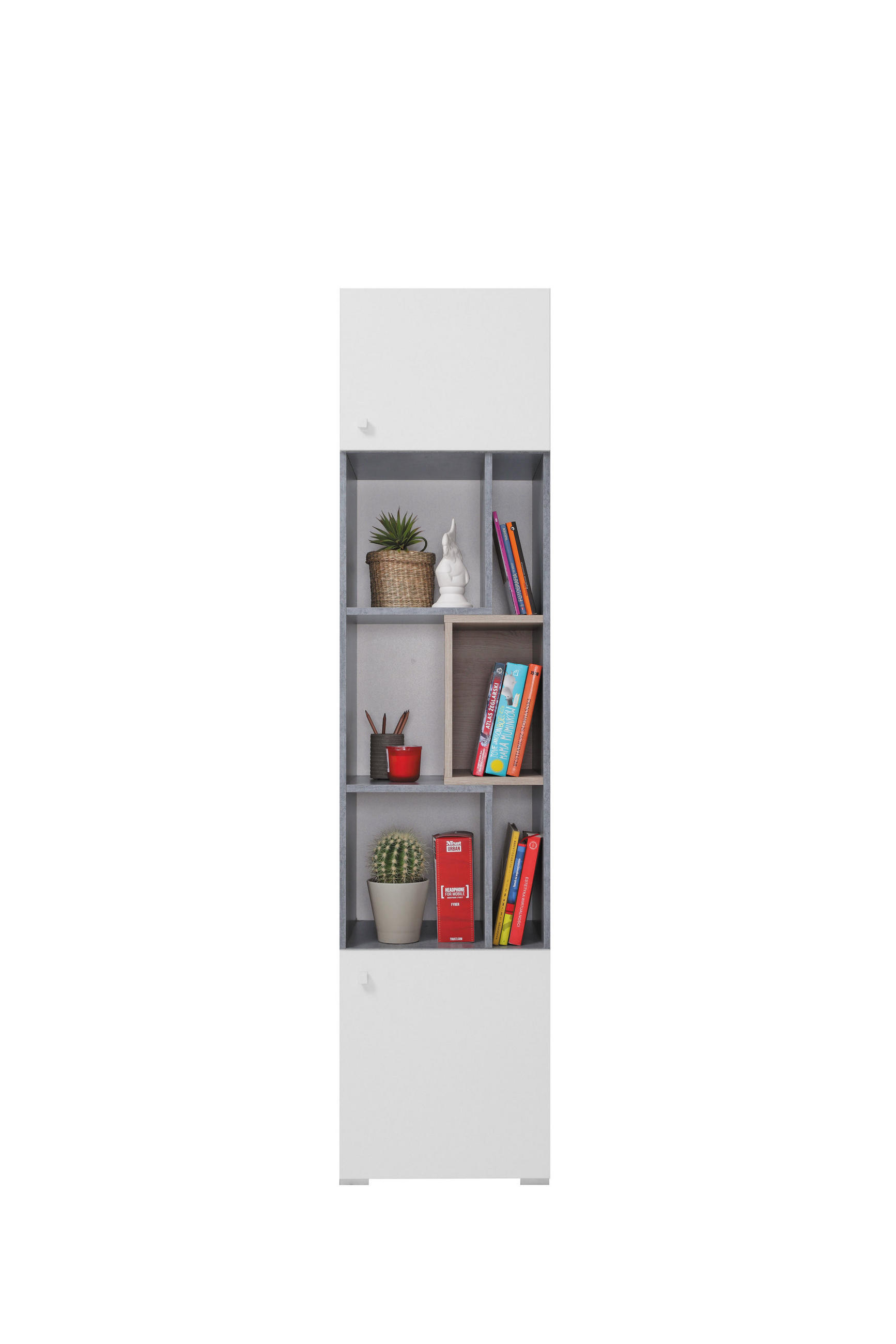 BÜCHERREGAL GALIA 45x40x190 cm, Regal Taupe - Weiß, Holzwerkstoff (45/190/40cm) - MASSENO
