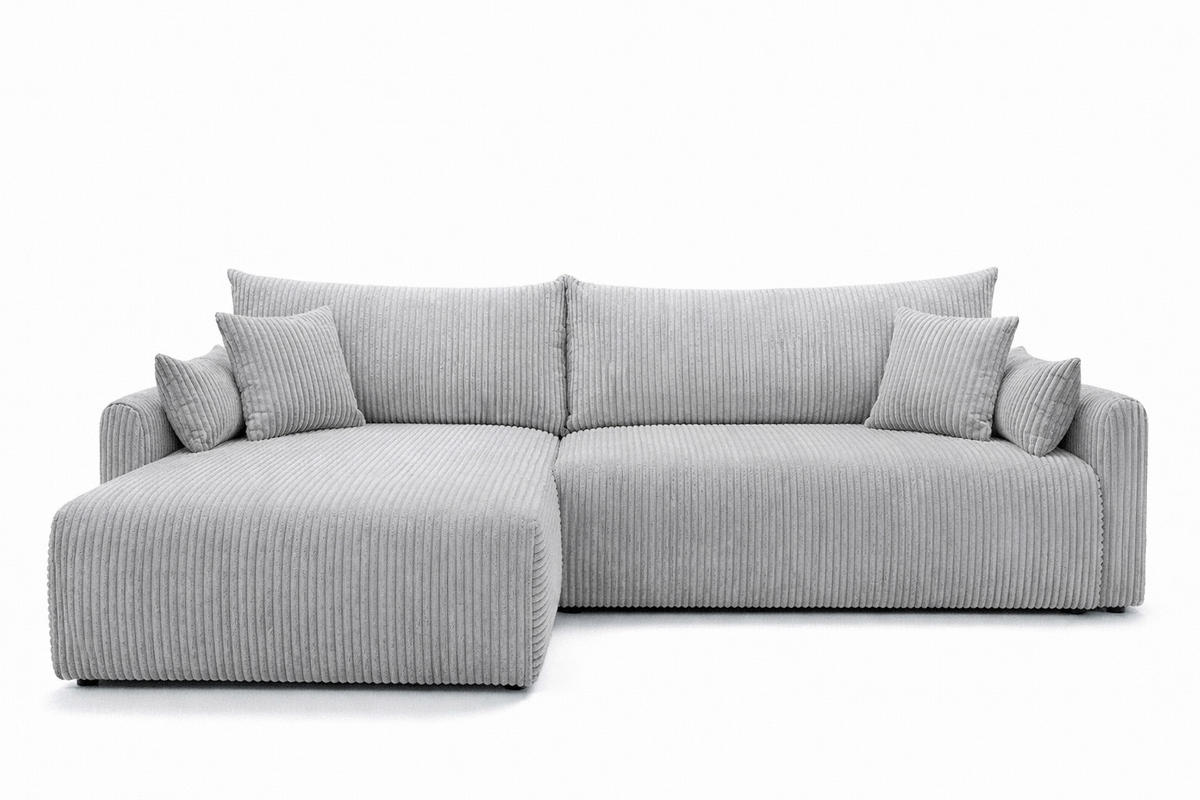 ECKSOFA Mit Schlaffunktion, Cordstoff Poso, Hellgrau, Links, JAPANDI - Hellgrau, Holz (262/145cm) - Kaiser Möbel