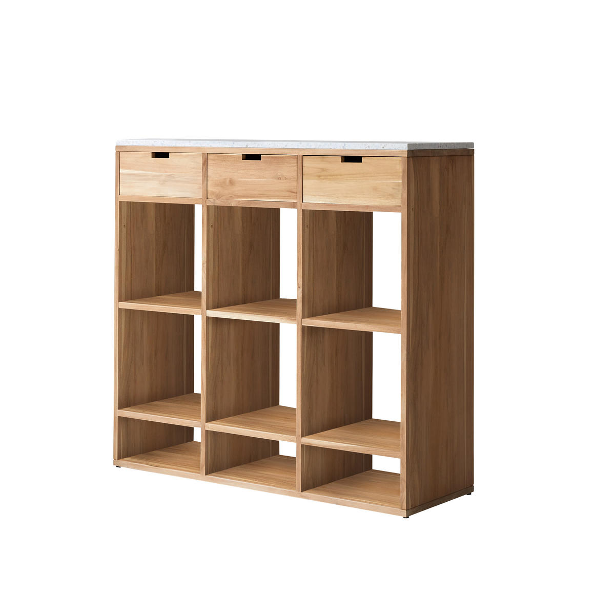 BÜCHERREGAL Miho Weiß aus Teak - Weiß, Holz (120/112/40cm) - Tikamoon