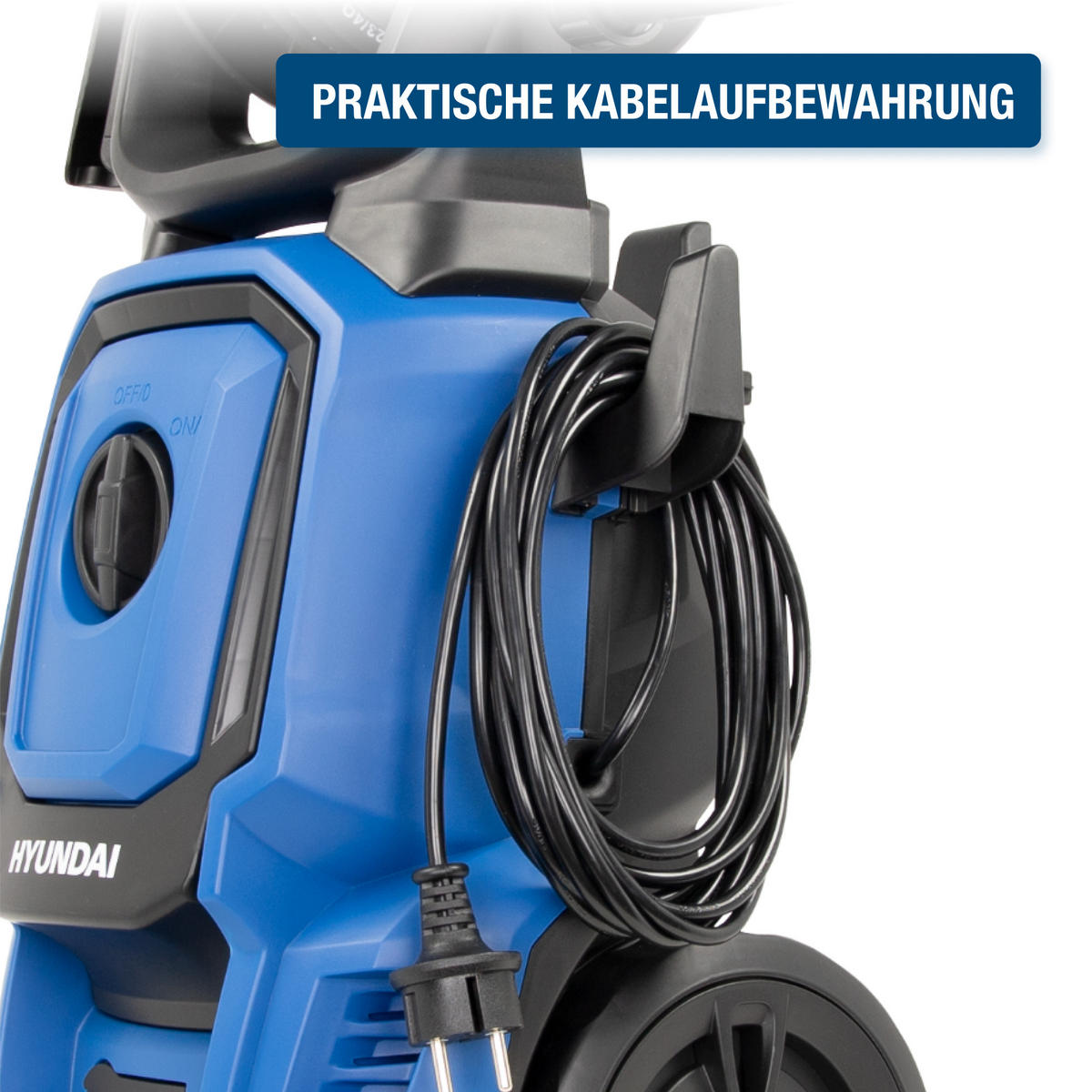 ELEKTRO-HOCHDRUCKREINIGER HPW1800CE (1800W, 140bar, 420 l/h, Schlauchtrommel, Blau) - Blau, Kunststoff (28/76/28cm) - HYUNDAI