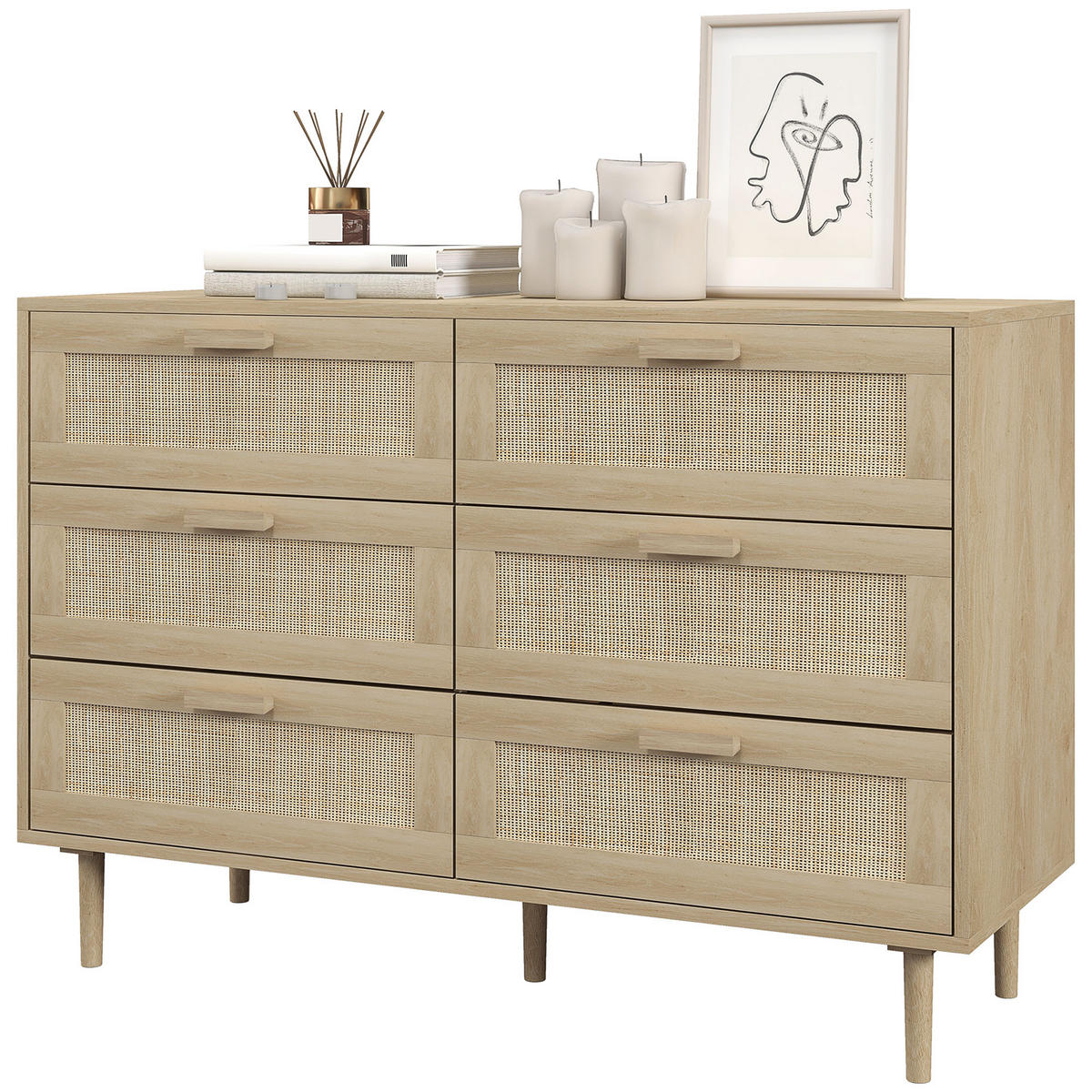 KOMMODE Hellbraun 110/40/75 cm - Naturfarben, Holzwerkstoff (110/75/40cm) - PANGIVO