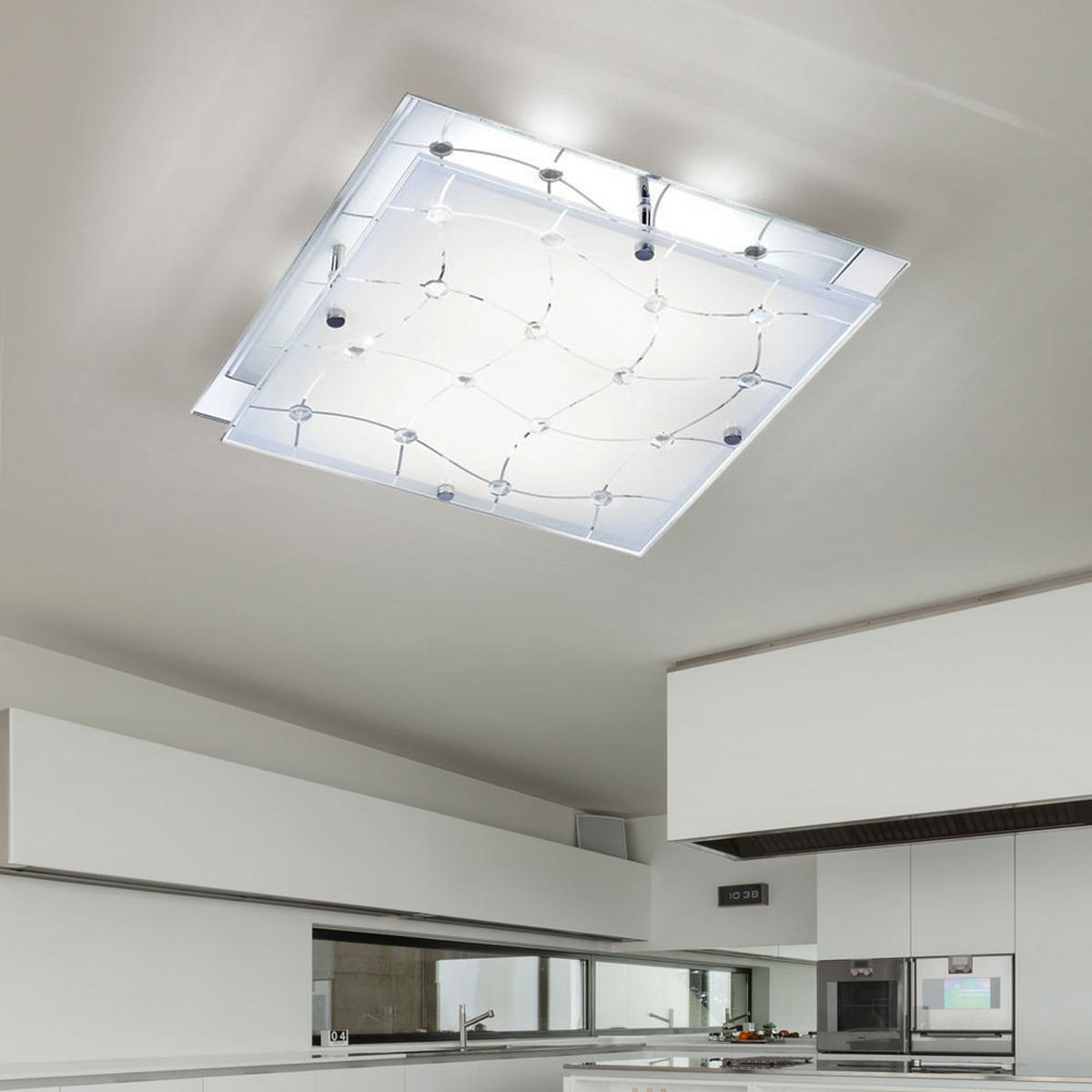 LED DECKENLEUCHTE Chrom Weiß Glas - Weiß, Glas (32/32/7.5cm)