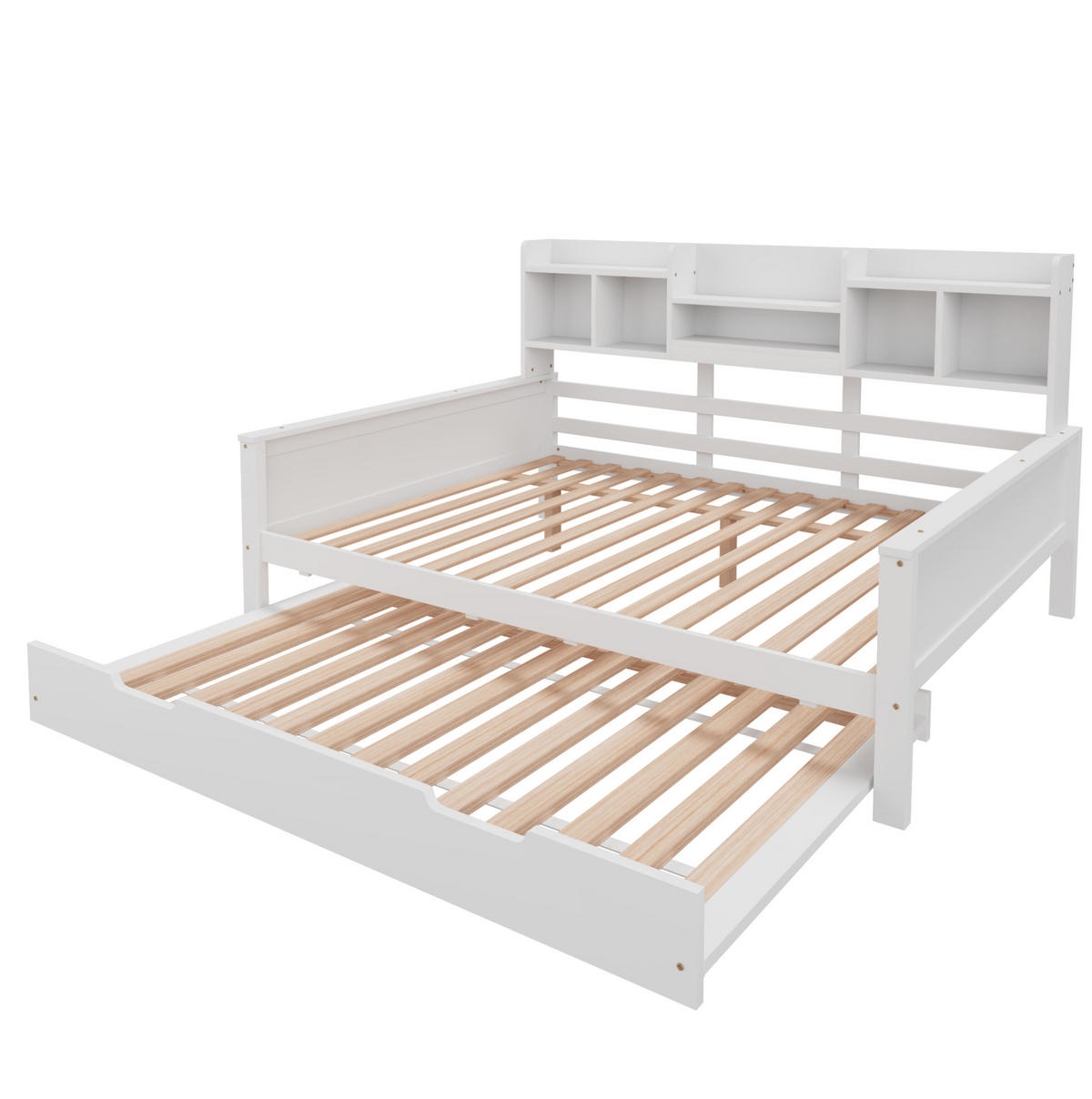 MULTIFUNKTIONSBETT 140/200 cm mit Ausziehbett, Stauraum und Lattenrost aus Kiefern , Weiß - Weiß, Holzwerkstoff (140/200cm) - Redom