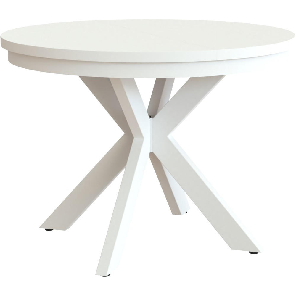 ESSTISCH Bilbao, Runder, mit Metallbeinen, Weiß - Weiß, Holzwerkstoff/Metall (100/100/77cm) - Beautysofa