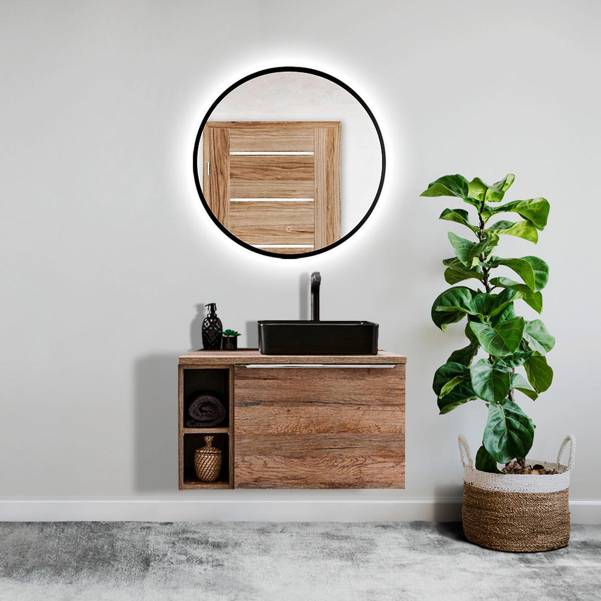 BADMÖBEL-SET 5-TLG. Puebla-56 - Braun, Holzwerkstoff (84/200/46cm) - Lomado