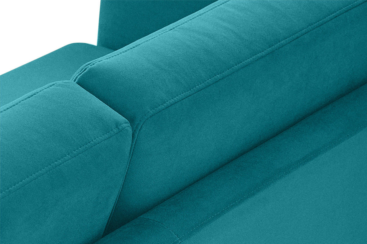 SOFA TAGIO mit Armlehnen, Türkisblau - Türkis/Braun, Buchenholz/Textil (153/80/84cm) - KONSIMO®