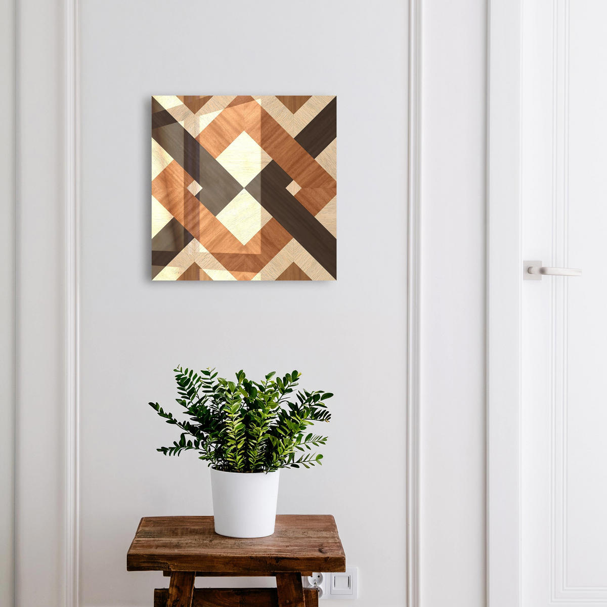 SCHLÜSSELBOX Schwarz 30x30 cm- Türöffnung nach rechts - Moderne Geometrie - Braun, Metall (30/30/5cm) - TULUP
