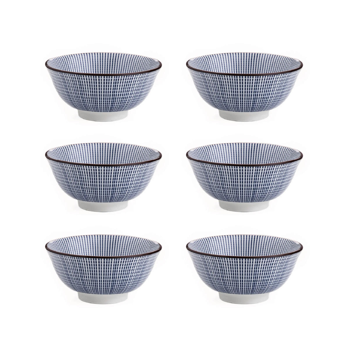 SCHALEN Navia dunkelblau mit braunem Rand 15 cm 6er-Set - Dunkelblau, Keramik (15/15/7cm) - Homla