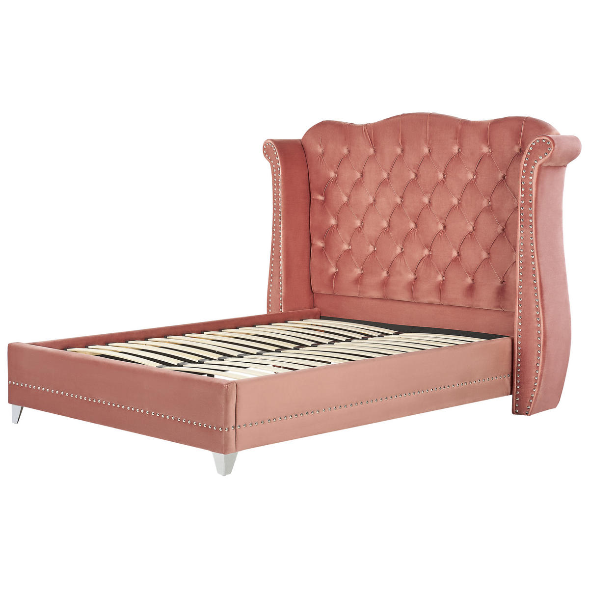 POLSTERBETT 140/200cm Rosa Ayette - Pink, Textil (140/200cm) - Beliani