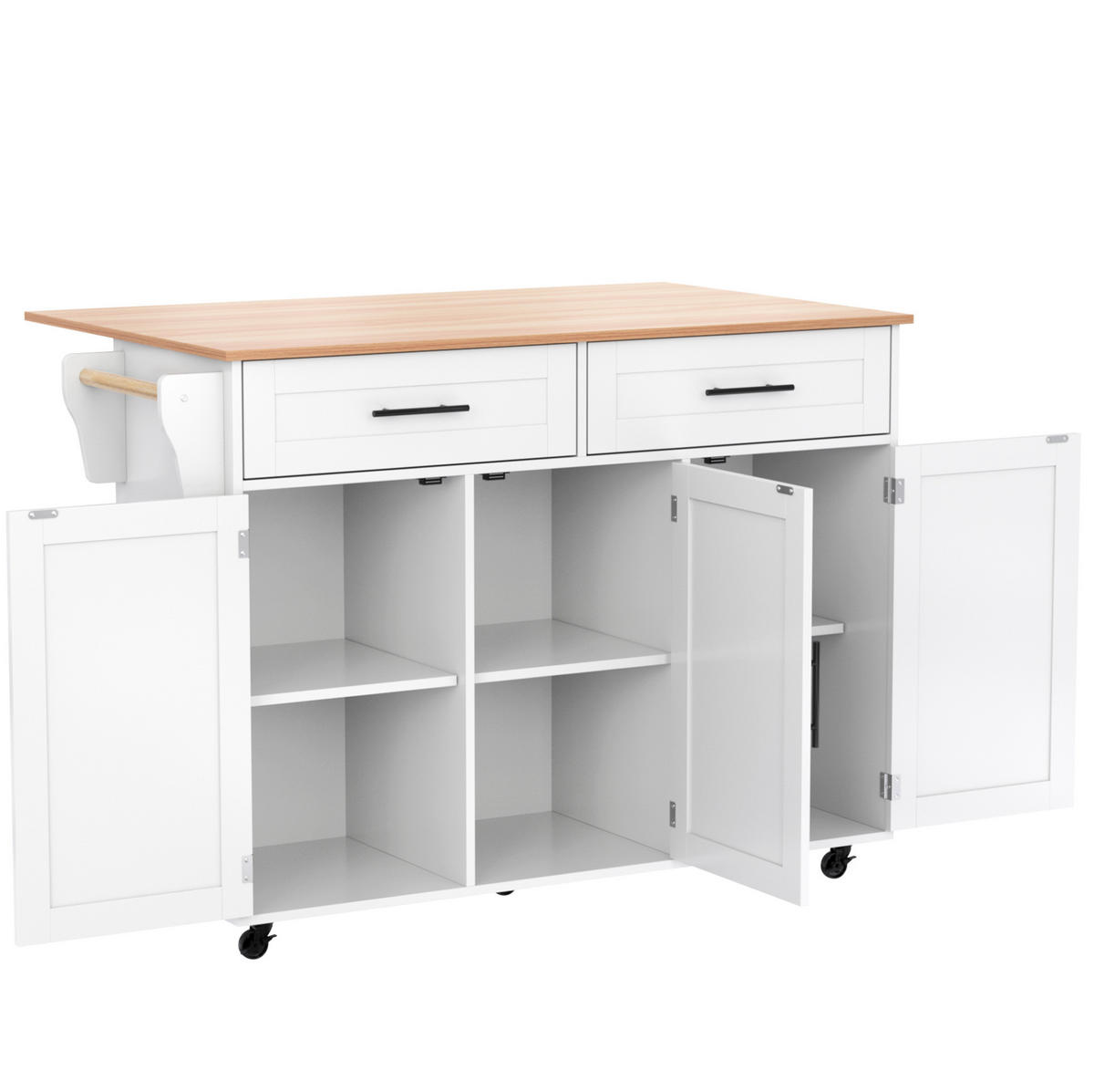 KÜCHENINSEL mit Klapptischplatte 129 x 71 x 91,5 cm MDF Weiß - Weiß, Holz (46/91.5/129cm) - Beauniv