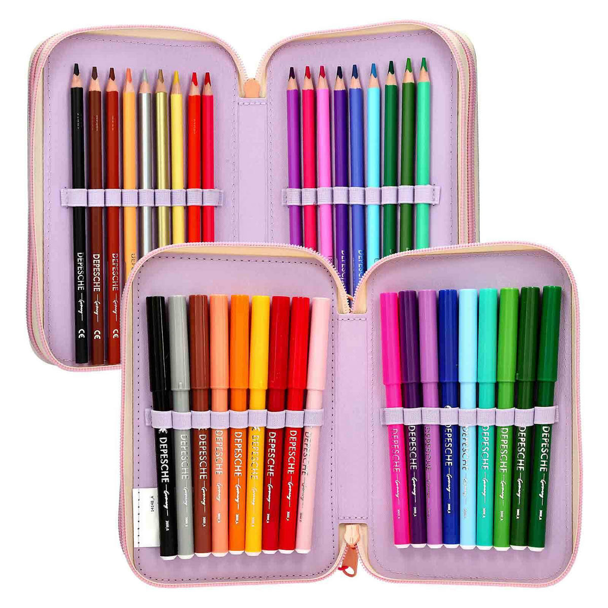 3-FACH FEDERTASCHE SUNNY DOG TOPModel bunt 7,5 x 13 x 20 cm - Multicolor, Kunststoff (13/20/7.5cm) - Depesche Germany