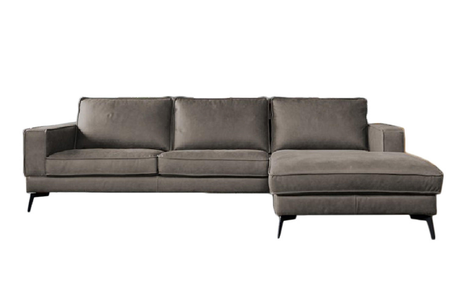 ECKSOFA BLOOM Dunkelbraun Leder - Dunkelbraun/Schwarz, Leder (276/177cm) - KAWOLA