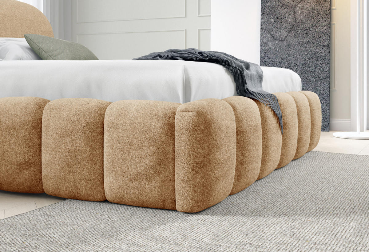 POLSTERBETT mit Stauraum 140x200 cm in Hellbraun - Hellbraun, Textil (140/200cm) - Home Collective
