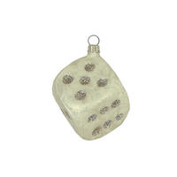 CHRISTBAUMSCHMUCK Kleiner Würfel Eislack weiss 8 cm - Multicolor, Metall (0.1/8/0.1cm)