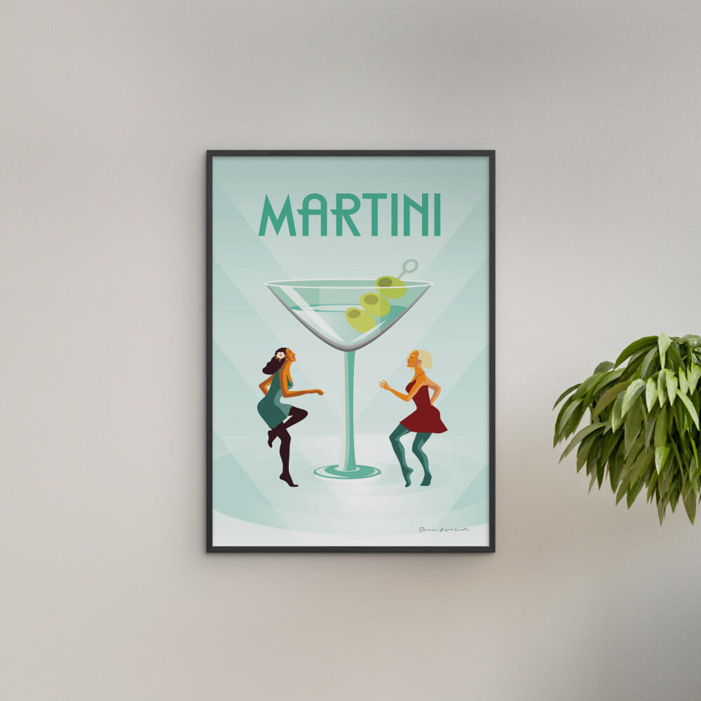 POSTER mit Rahmen Wild Apple - Martini - Schwarz/Grün, Holz/Papier (50/70cm) - Poster&Frame