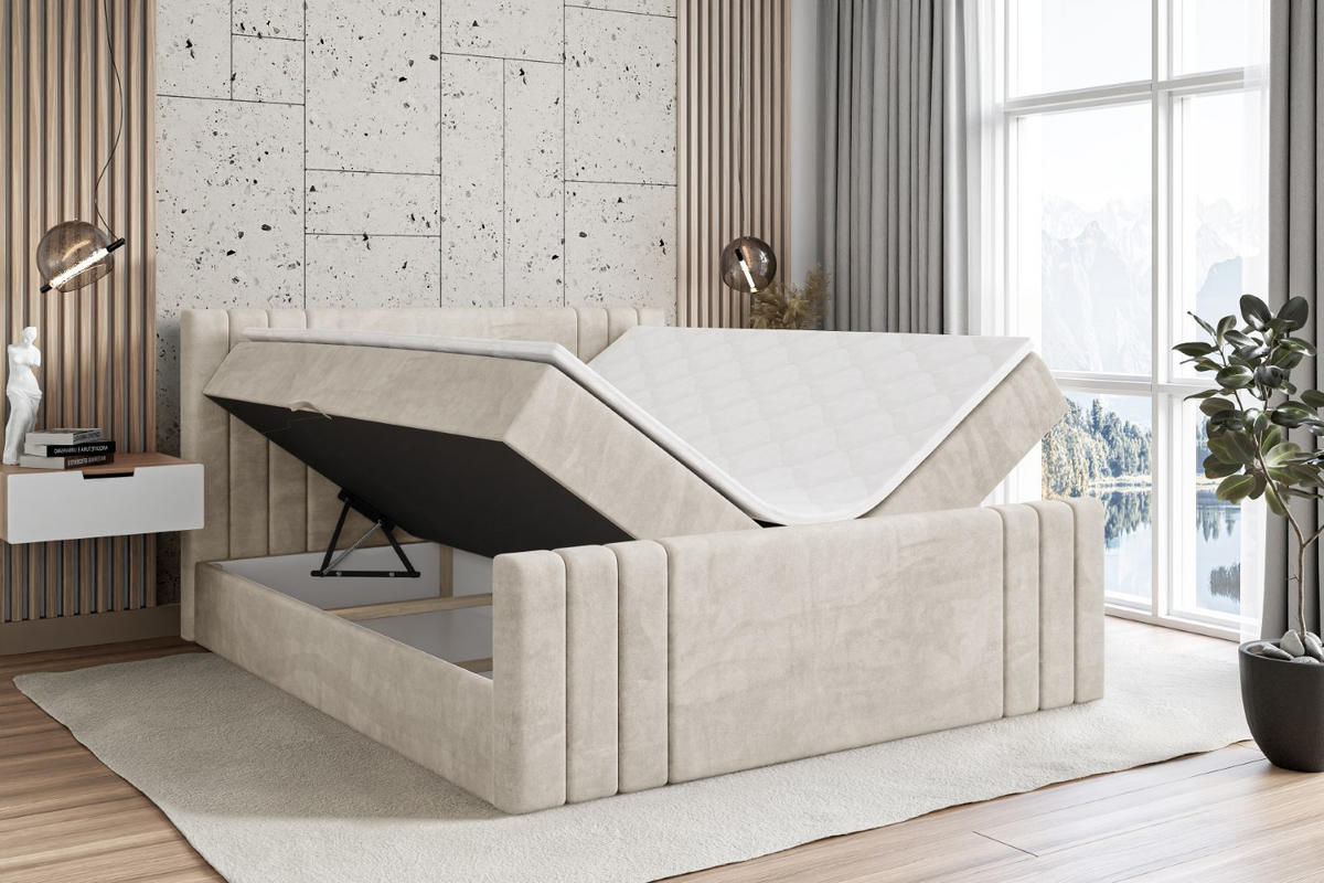 BOXBETT CELESTIA-Z - 180x200 cm - H3 - Ecru - Ecru, Holzwerkstoff (180/200cm) - ALTDECOR