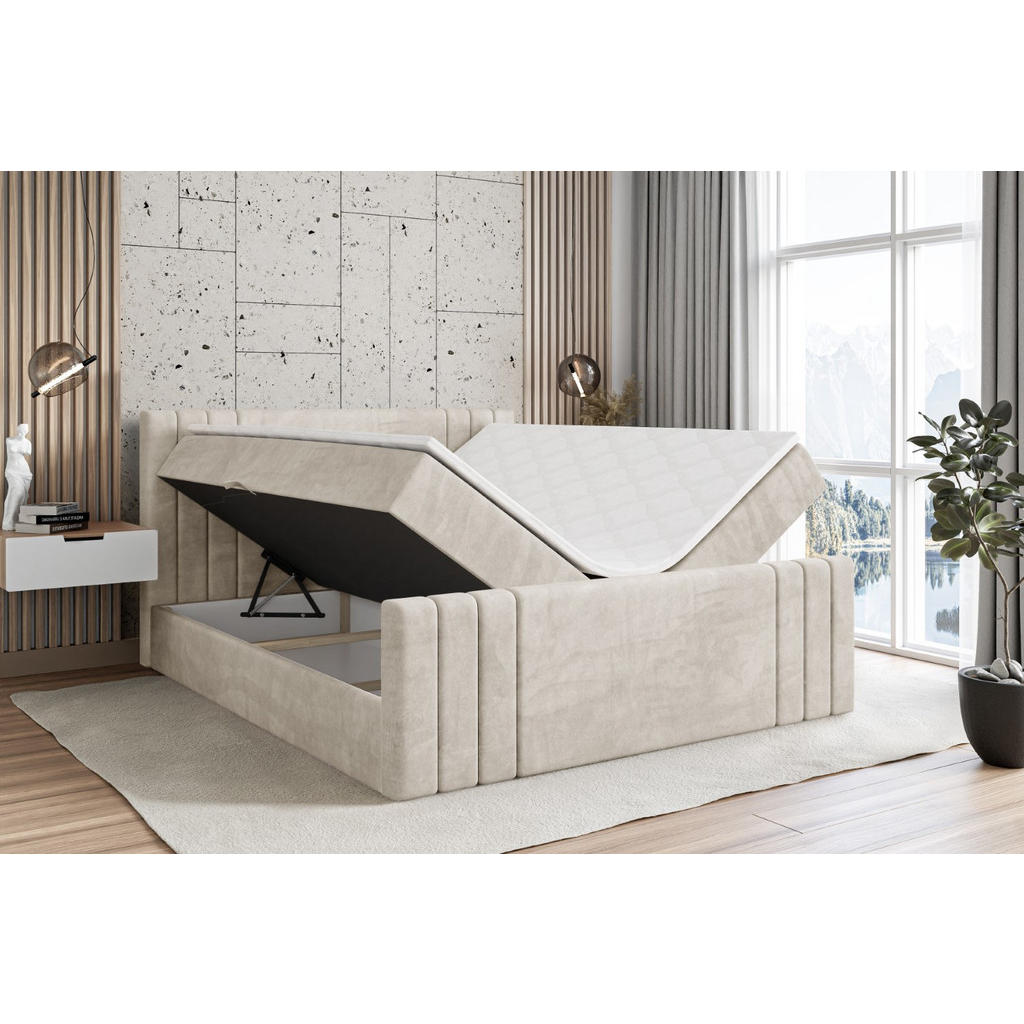 Thumbnail - Altdecor Boxbett, Ecru, Holzwerkstoff, Höhe ca. 20 cm, 120x200 cm, Schlafzimmer, Betten, Boxspringbetten