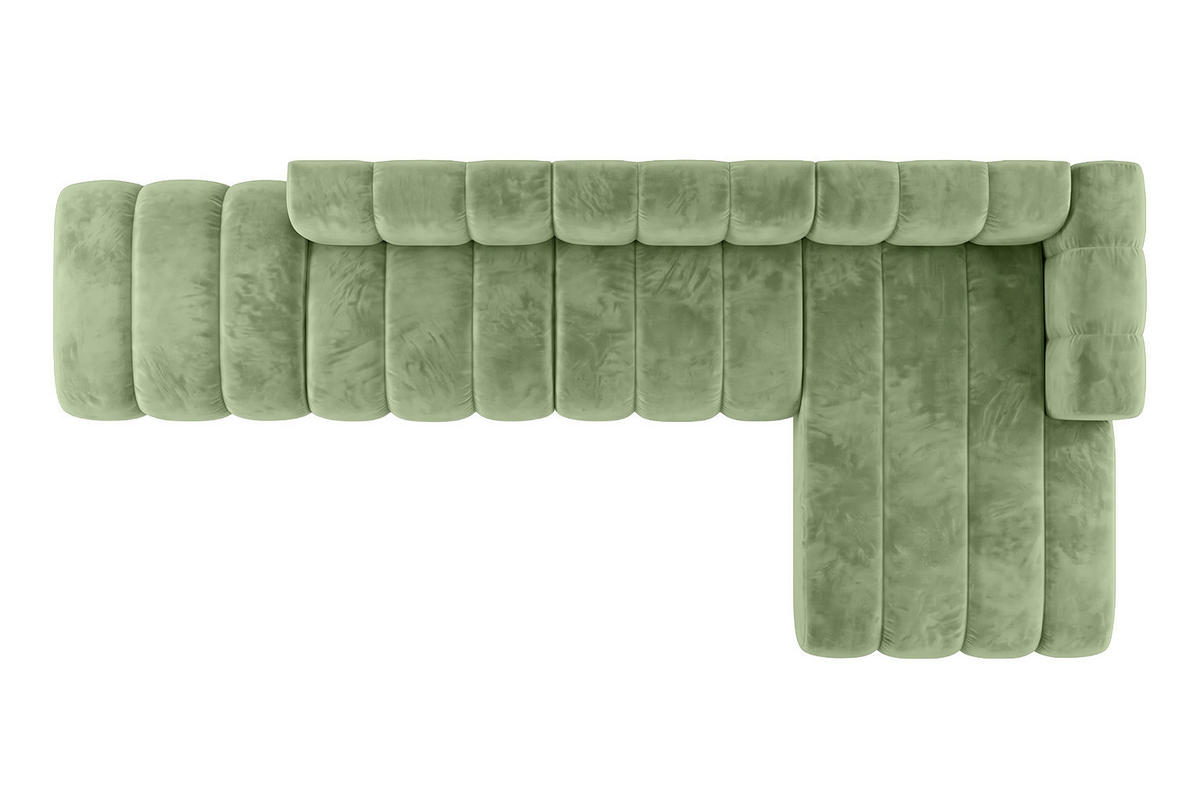 ECKSOFA Modulares In L-Form Mit Hocker, Velvet-Stoff Riviera, Olive, Rechts, GRAND - Olivgrün, Holz (386/179cm) - Kaiser Möbel