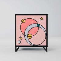 SIDEBOARD GOSSAMER ECHOES, Schwarz, 57,5x42x67,5 cm, Schwarze Metall-Rahmenfüße - Multicolor/Schwarz, Holzwerkstoff/Metall (57.5/67.5/42cm) - SpaceRebels