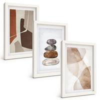 BILDER SET 3er Set - 20x30 cm Weißer Rahmen - Moderne abstrakte Malerei - Weiß, Kunststoff (20/30cm) - TULUP