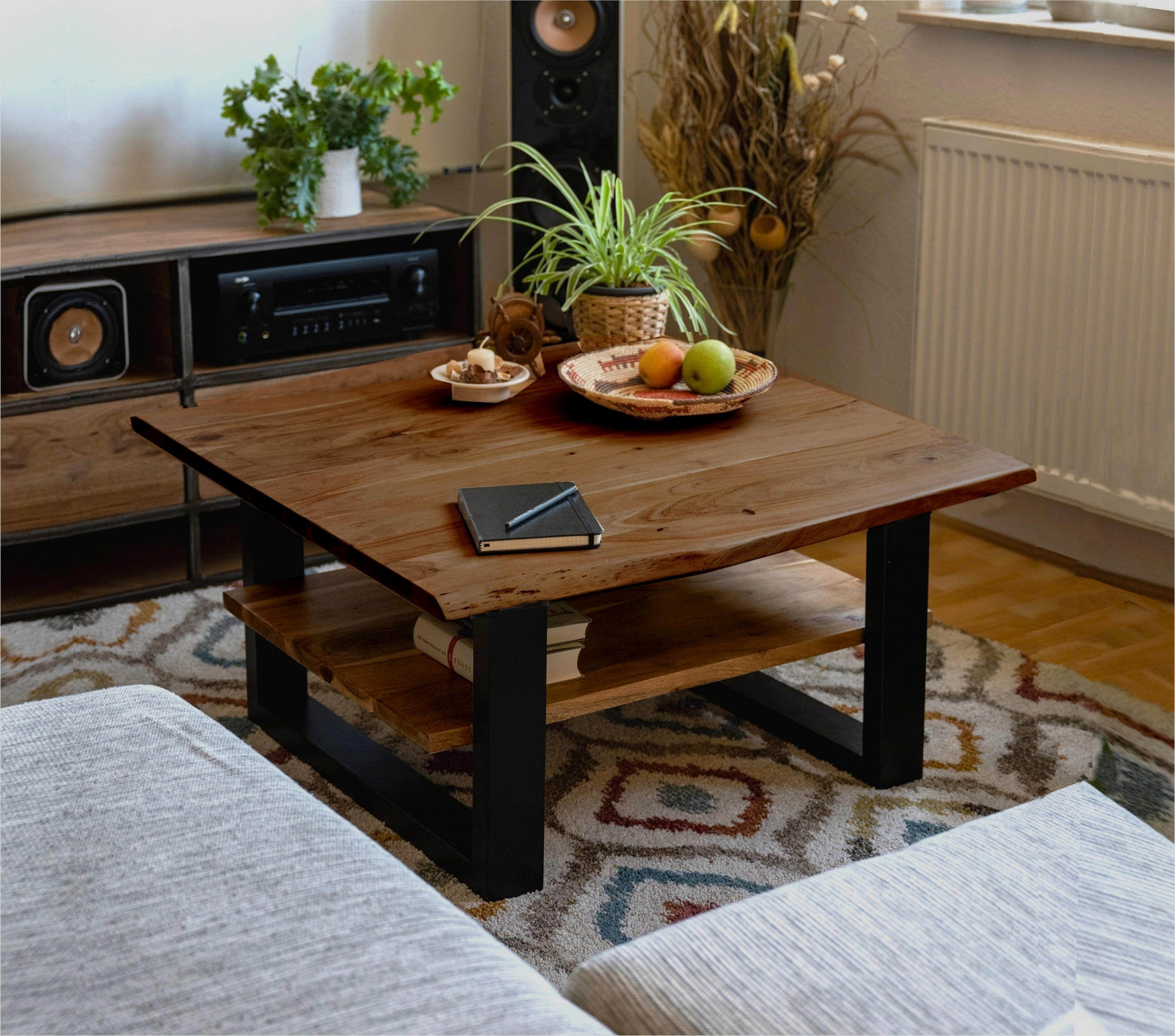 COUCHTISCH PATRICK - Schwarz/Braun, Holz/Metall (90/90/46cm) - SAM