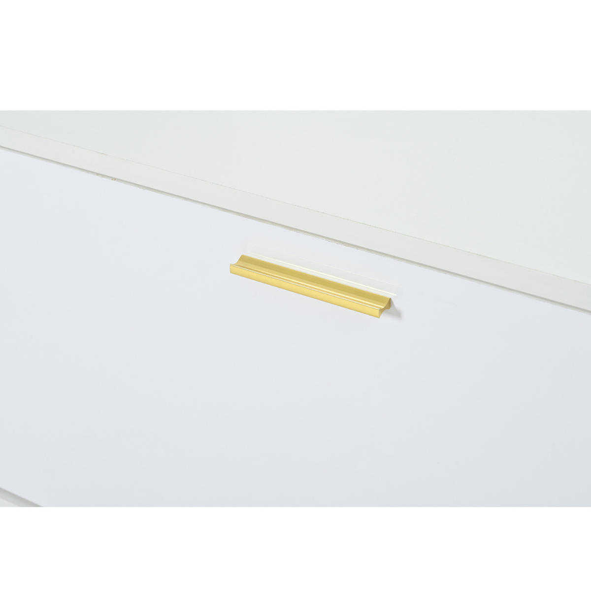 SCHUHSCHRANK 100/38/68 cm in Weiß/Gold mit Sitzkissen und Hochglanzfront - Weiß, Holzwerkstoff (100/68/38cm) - Flora Grace
