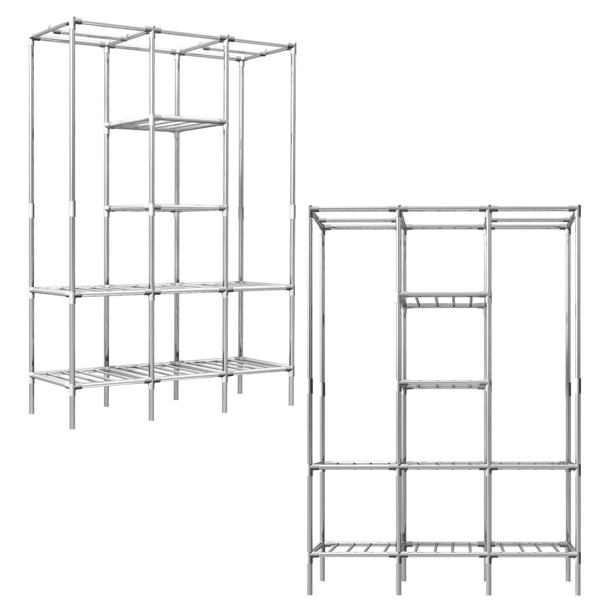 XXL-KLEIDERSCHRANK 178x128x44,5 cm - Silberfarben, Metall (44.5/178/128cm) - eyepower