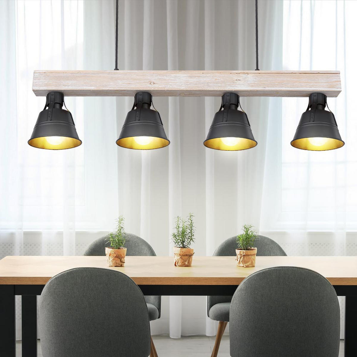 HÄNGELEUCHTE Holz Metall Braun - Braun, Holz (85/14/85cm)