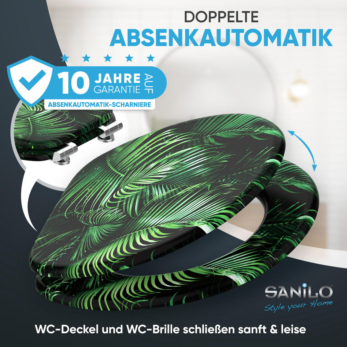 WC-SITZ mit Absenkautomatik Palmdream - Grün, Holzwerkstoff (38/6/47cm) - Sanilo